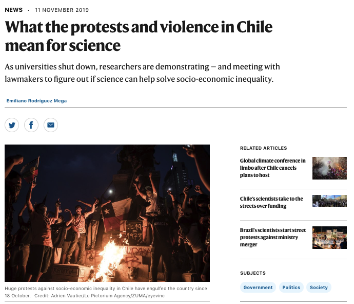 “Lo que las protestas y violencia en Chile significan para la ciencia”