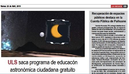 Importante aparición en prensa Nacional: Primera app de Realidad Aumentada de Astronomía desarrollada por Investigadores de U. de La Serena