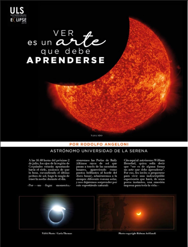 Eclipse 2019: Revista Sarah publica fotorreportaje del astrónomo Rodolfo Angeloni