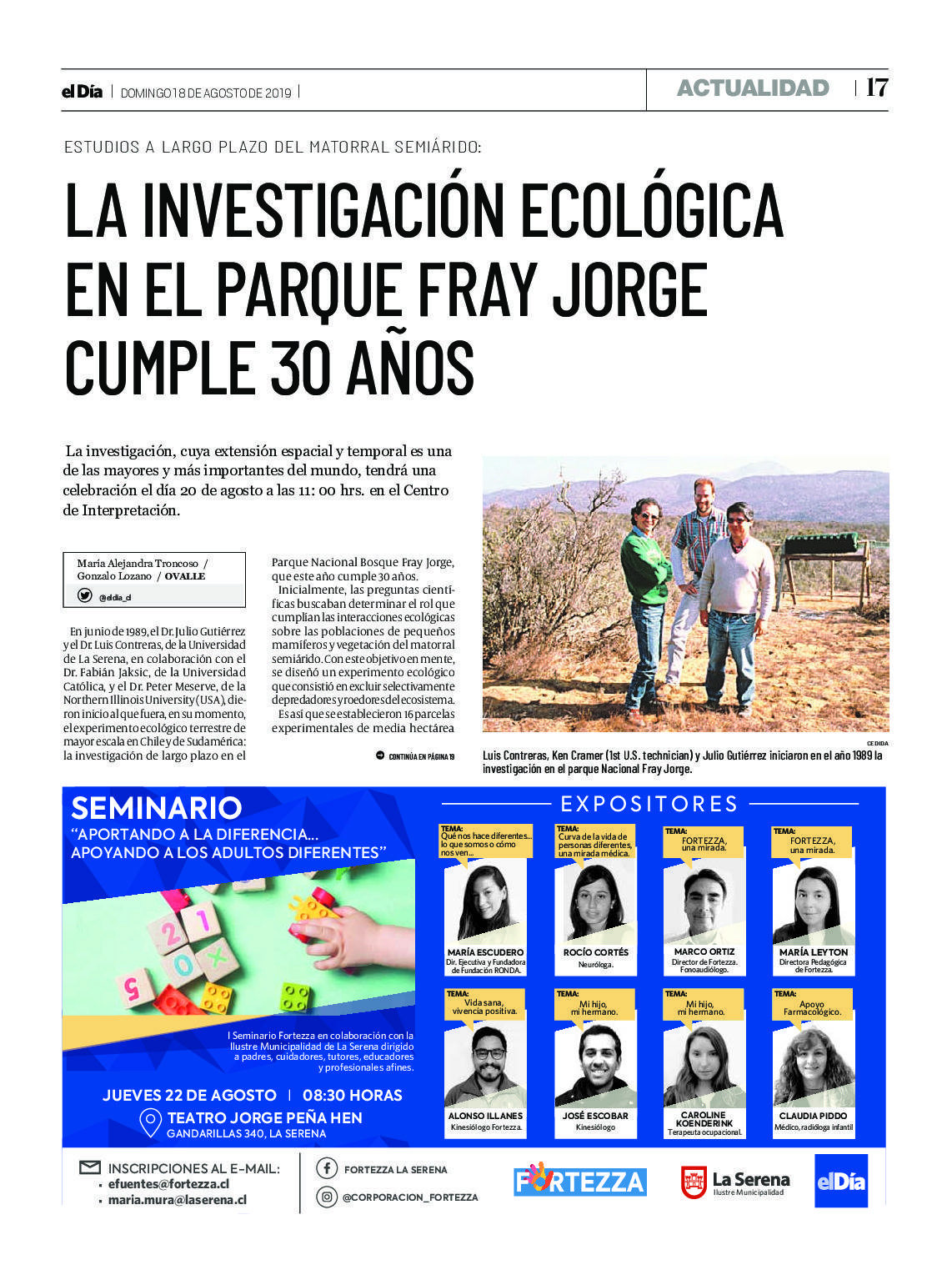 Parque Fray Jorge: Investigación Ecológica cumple 30 años
