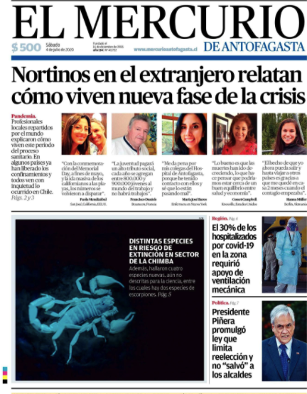 portada el Mercurio Antofagasta Julio