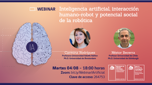 [Martes 6PM]Súmate al webinar “Inteligencia Artificial, interacción humano-robot y potencial social de la robótica