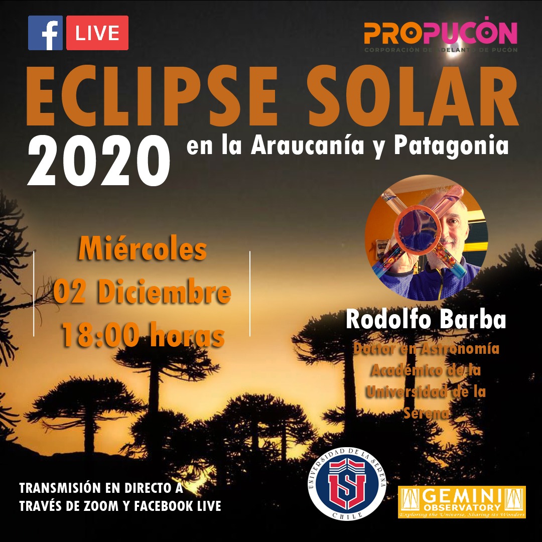 [MIÉRCOLES 6PM] Eclipse Solar 2020 en la Araucanía y Patagonia