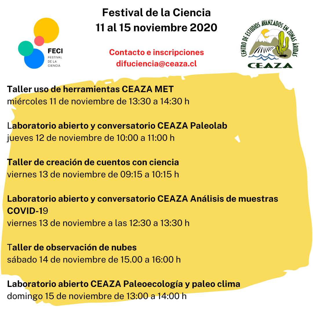 Festival de la Ciencia 2020 – ACTIVIDADES CEAZA