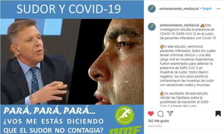 ¿Contagia el sudor el COVID19?