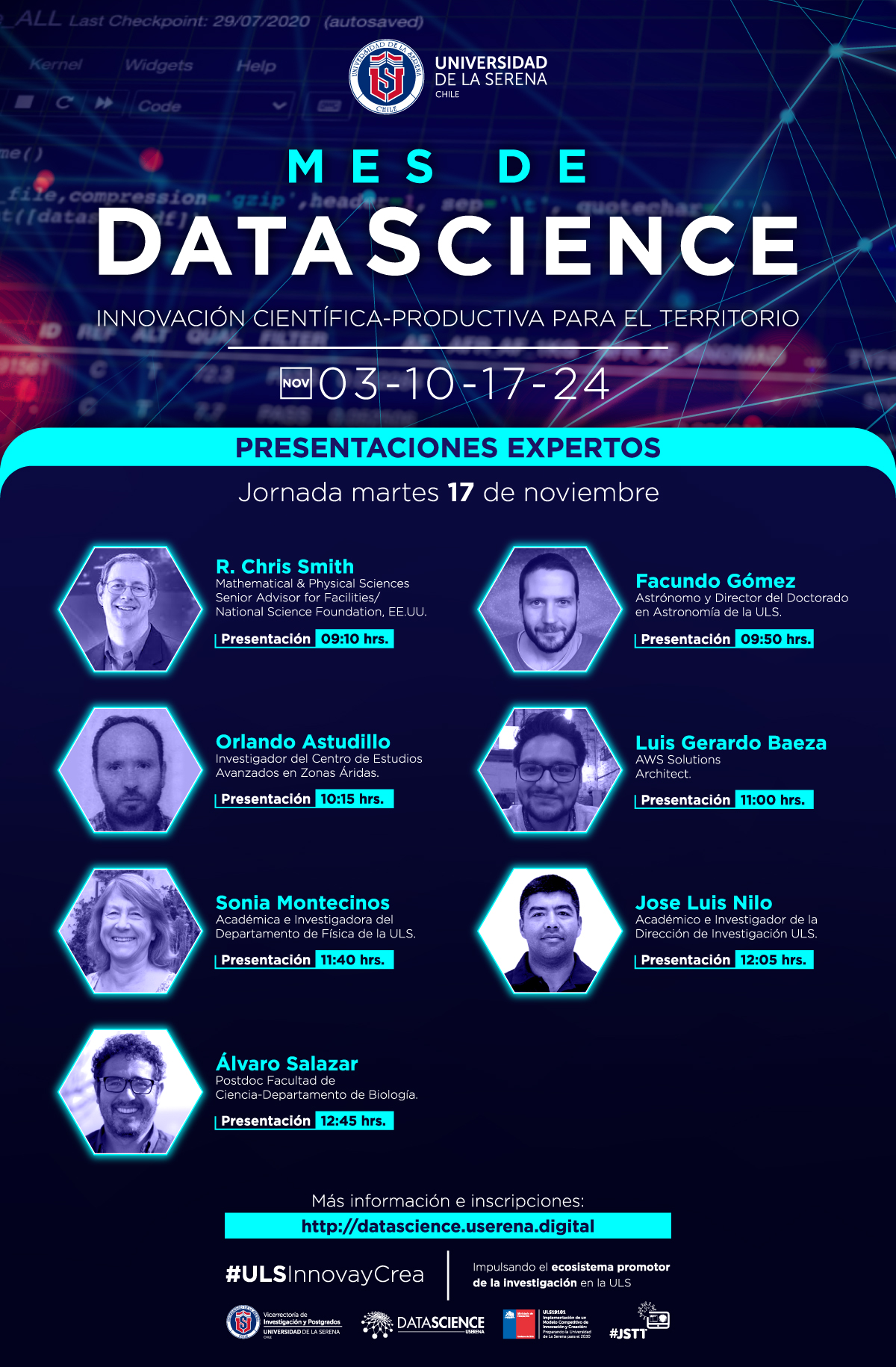[Martes 17] Tercera jornada del Mes de Data Science: Innovación científico-productiva para el territorio, organizada por la Universidad de La Serena.